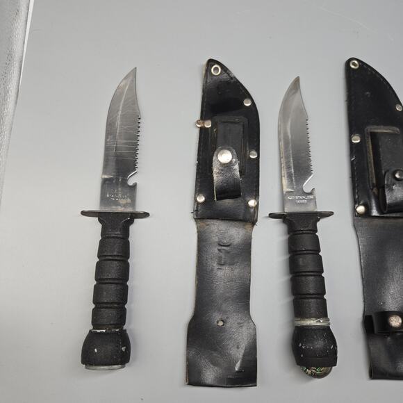 Lot Of 3 Knives Survival Hunting Knife Taiwan W/ Compass Sheath 420 Stainless - Picture 2 of 10